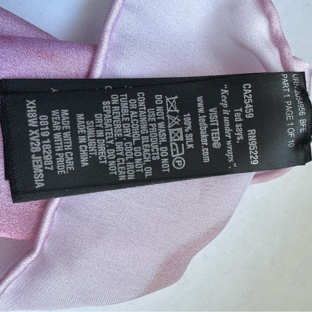 Ted Baker Pink and Gray Silk Scarf 70” x 26”. FREE GIFT WITH THIS PURCHASE. - Picture 5 of 5